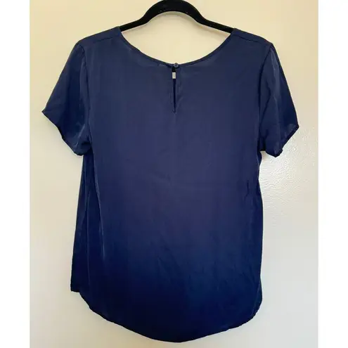 Quince Washable Stretch Silk Tee in Navy Size Small