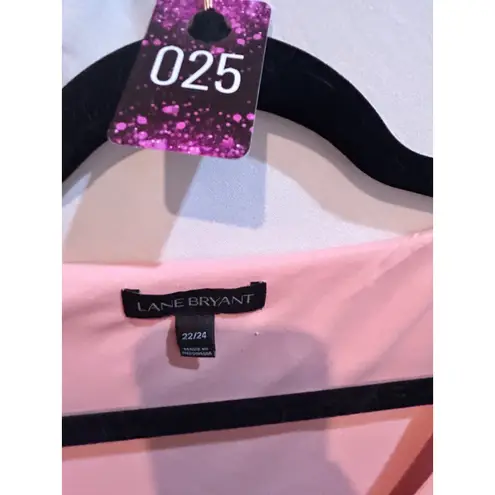 Lane Bryant ‎ Plus Size Top 22/24 Pink White Polka Dot V Neck Bell Long Sleeve