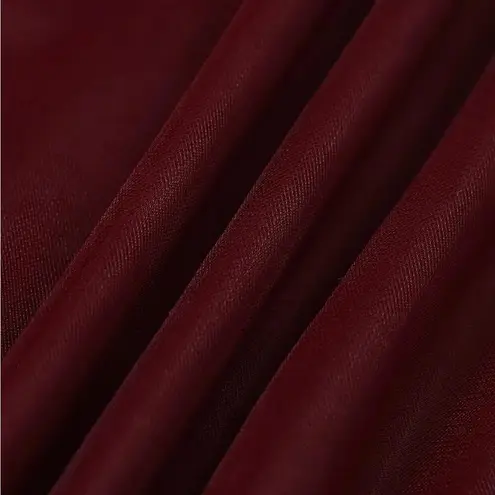 RIHOAS The Wine Red V Neck Mesh Wrap Maxi Dress M Size M