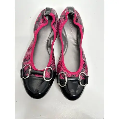 Tahari  Gustave Flats Womens Snakeskin Print Pink/Black Size 6.5