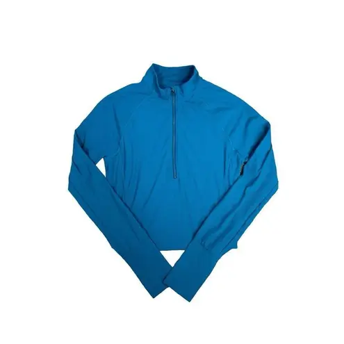 Stori Elevate Half Zip Cropped Jacket Ribbed Abyss Blue Gym Athleisure Size 8 M