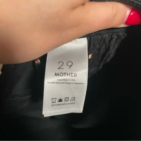 MOTHER High Waisted Looker Ankle Fray Jeans in Guilty Glitter Racer Size 29 Black