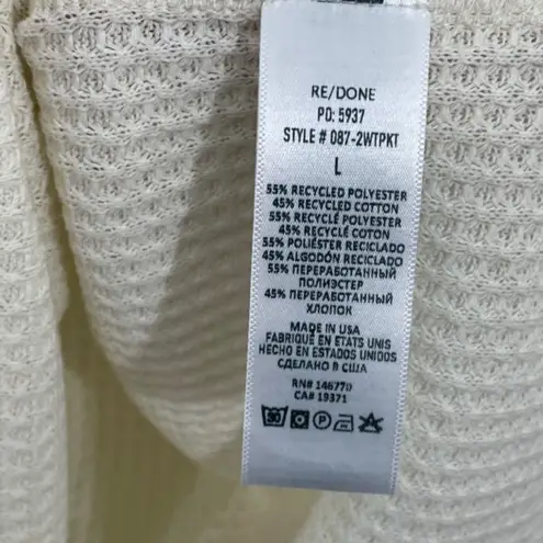 RE/DONE NWT  Long Sleeve Thermal Pocket‎ Tee in Vintage White Size LARGE REDONE