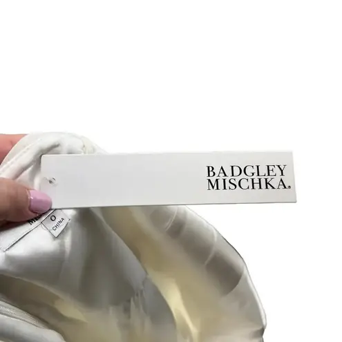 BHLDN Badgley Mischka Draped Top Crepe Skirt Gown Ivory White Size 0