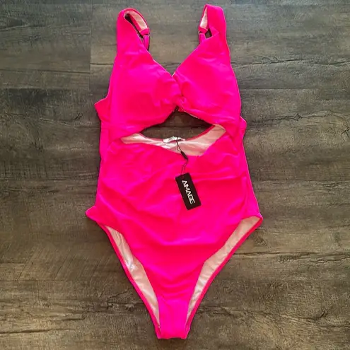 Al’MAGE XL One Piece Monokini Neon Hot Pink Swimsuit