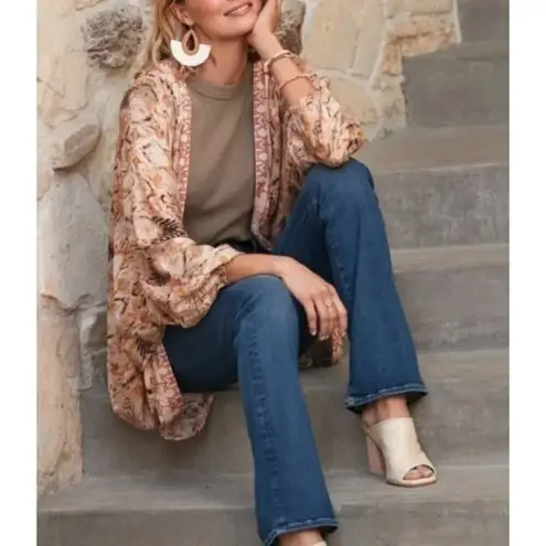 Tolani Sahara Kimono Cardigan Cream Tan One Size