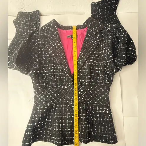 Women’s Blazer coat ‘Lily’ black white with pink Med vintage fitted made in USA