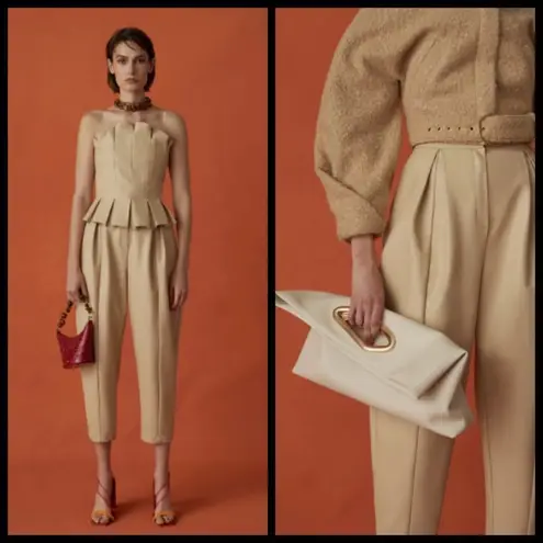 Cult Gaia ππ Cleo Pant Ash High Rise Pleated Faux Leather Trousers Large L NWT