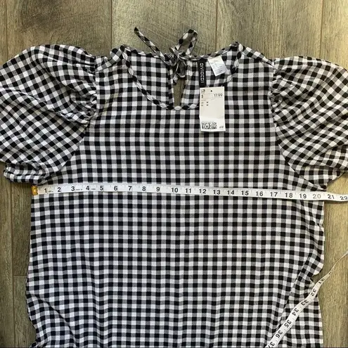 Divided H&M  Gingham Check Black and White Babydoll Dress Short Sleeve NWT Medium