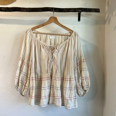 Velvet by Graham & Spencer Cream Cotton USA Melodia Blouse Size Small Red