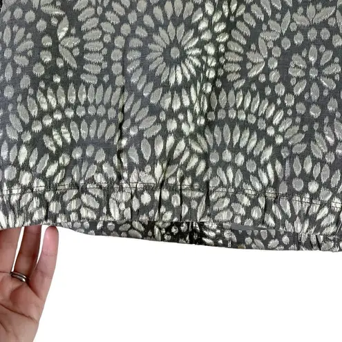 Etcetera Metallic Floral Jacquard Blazer Jacket in Silver & Grey, Size 8