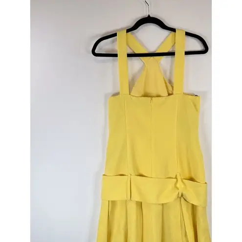 Black Halo Womens Dress Yellow Adalyn Halter Mini Drop Waist Box Pleat Size 2