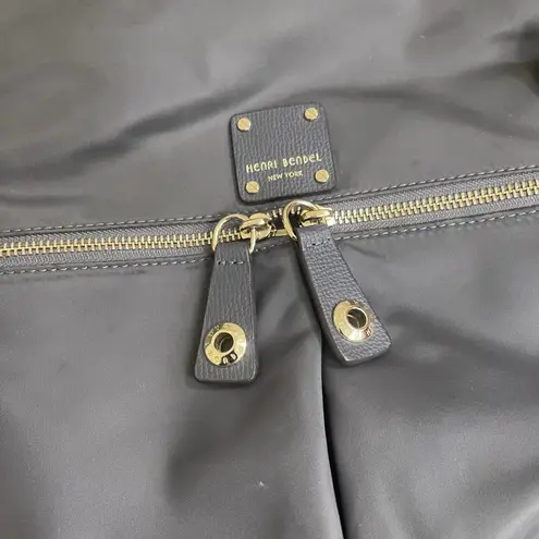Henri Bendel Lg Gray Nylon JETSETTER Convertible Backpack Crossbody Gold Hardwar