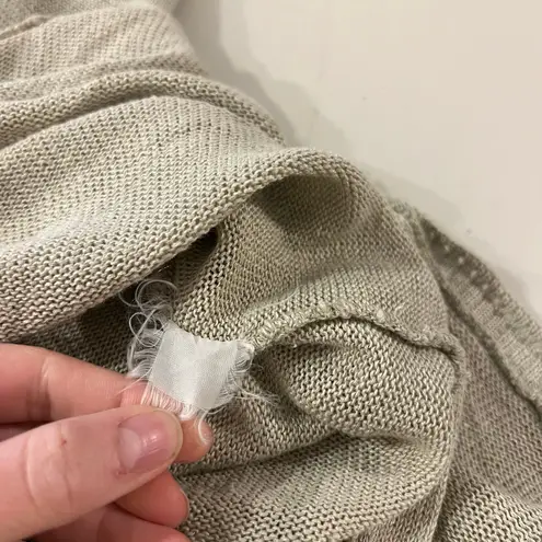 State of Claude Montana Knit Linen VNeck Bell Sleeve Slouchy Sweater Size Large Tan