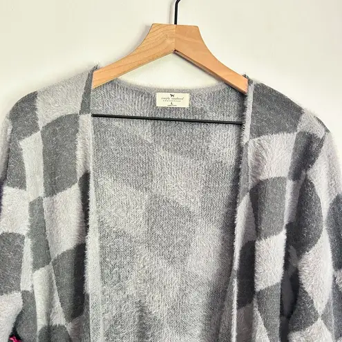 Simply Southern NEW  Plaid Open Midi Cardigan Sweater Gray Size L