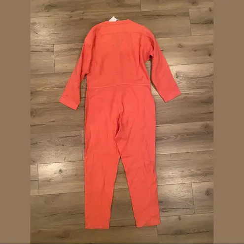 Outerknown retrograde linen coral button down jumpsuit coveralls
