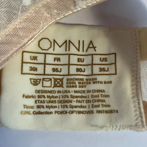 OMNIA Opal Collection Full Coverage Bra 36J Beige Jacquard Underwire Adjustable Tan Size undefined
