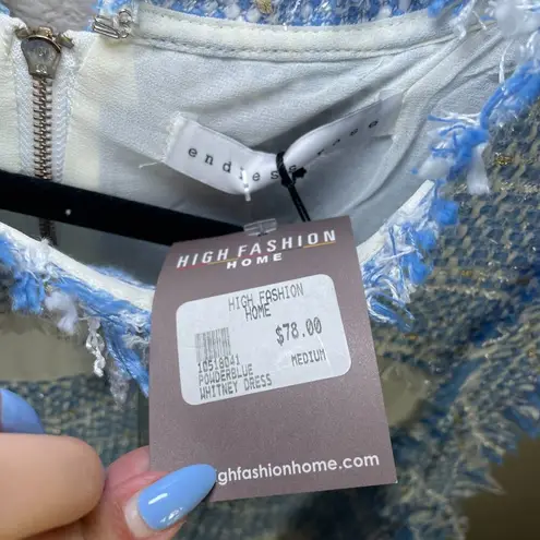 Endless Rose Size Medium Metallic Blue Whitney Tweed Mini Dress