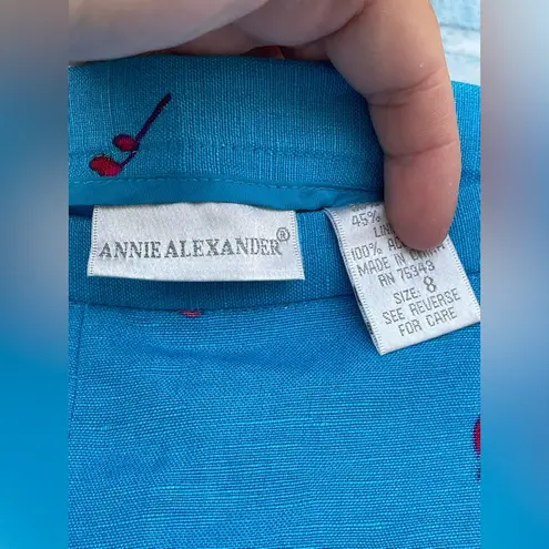 Annie Alexander linen blend resort wear 2 piece set size 8/medium Blue