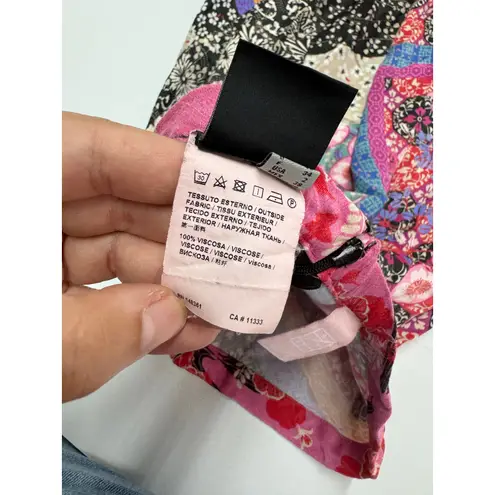 Pinko Skirt Womens 2 Pink Bibidi Gonna Pink Printed Crepe Patchwork Floral