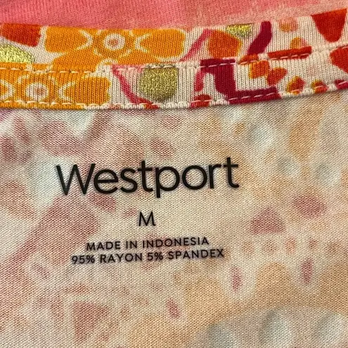 Westport Dressbarn Tee Shirt Short Sleeves Pink Multi Metallic Size Medium