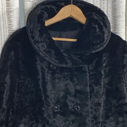 Vintage 80s Black Crushed Velvet Swing Coat Grunge Art Student NYC Drama AS IS Size L