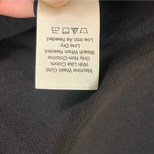 Coldwater Creek Imperfect black blouse large basic top roll tab sleeves minimal