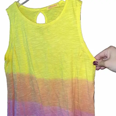Fresh Produce Sunset Ombré Slub Cotton Tank Top Summer Boho 100% Cotton Small