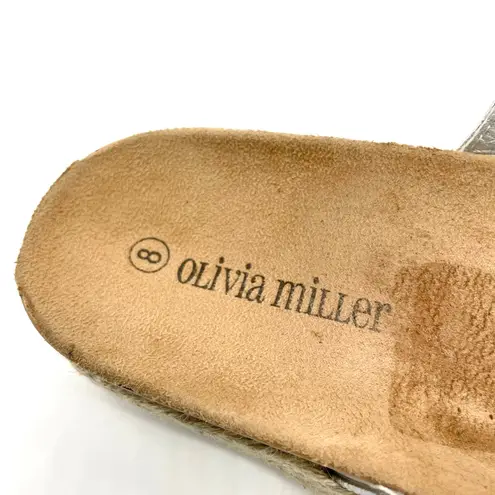Olivia Miller Womens 8 Slide Sandal Silver Metallic Espadrille Platform Summer