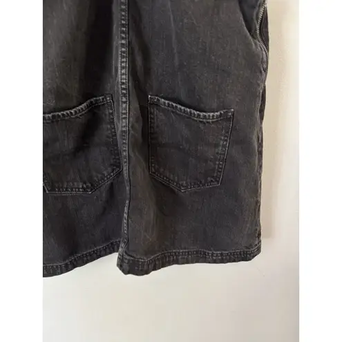 Jack Wills Black Denim Jumper Overall Mini Dress Size 6