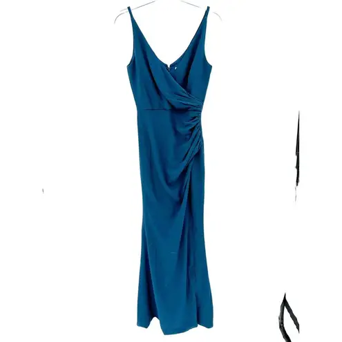 Dress the Population Jordan Ruched Side Slit V-Neck Cocktail Gown Size S