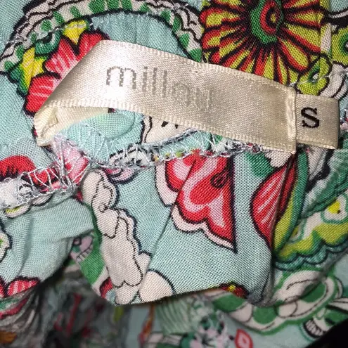 Blue & Red Floral Tropical Millau Mini Skirt Size Small