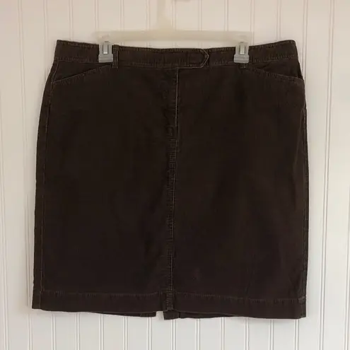 Loft  Espresso Brown Corduroy Midi Skirt - Image 1