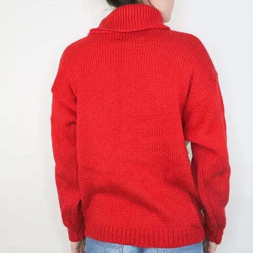Vintage 90s Santa Claus Rudolph Red Turtleneck Sweater Size M