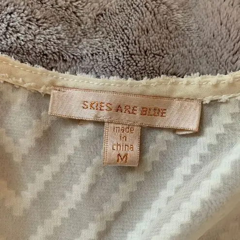 Skies Are Blue Chevron Fringe Kimono Cardigan Blouse Boho Beach Cover Up Size M