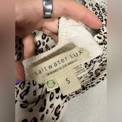 Saltwater Luxe Jacey Cream and Black Leopard Midi Summer Dress Small