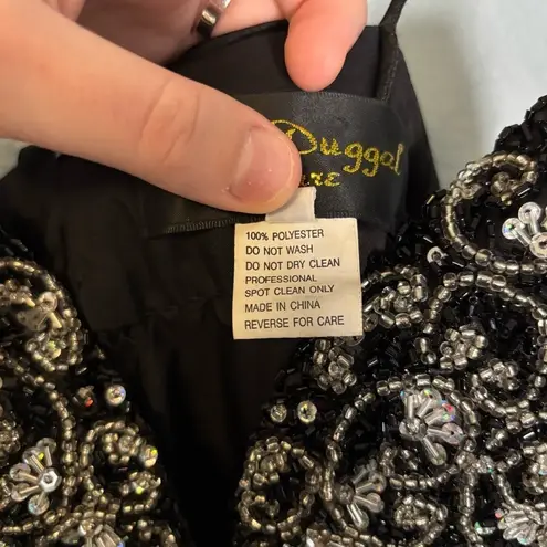 Mac Duggal Mac Duggal Black Beaded V Neck Chiffon Rose Hem Mini Formal Dress Size 4 Party