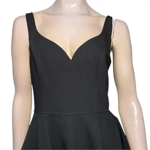 Jill Stuart Jill 8 Black Crepe Sweatheart Neckline Midi Full Skirt Midi Dress