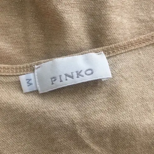 Pinko Gold Shimmer Cropped Top Size M 3/4 Sleeve Metallic Knit Blouse Gold Size M