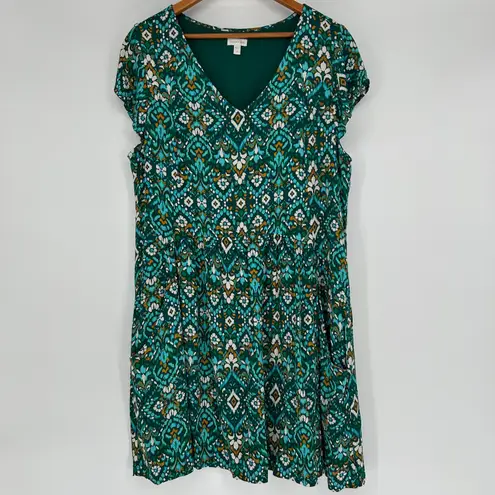 Garnet Hill Summer Dress Womens 16 Boho Pockets Comfortable Artsy Casual Relaxed