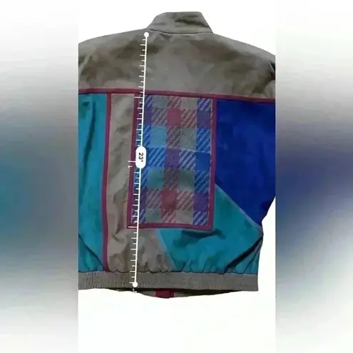 Vintage Ciao Ltd Plaid Sweater Gray Taupe Suede Dress Jacket 2 Piece Set Size 4 Multiple