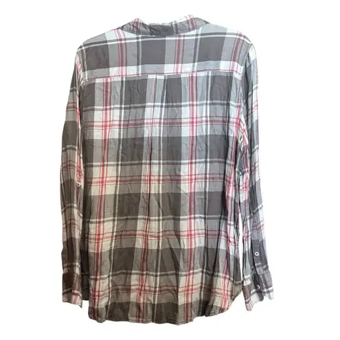 Woolrich Top Womens XL Multicolor Plaid Button Up Shirt Rayon Long Sleeve Blouse