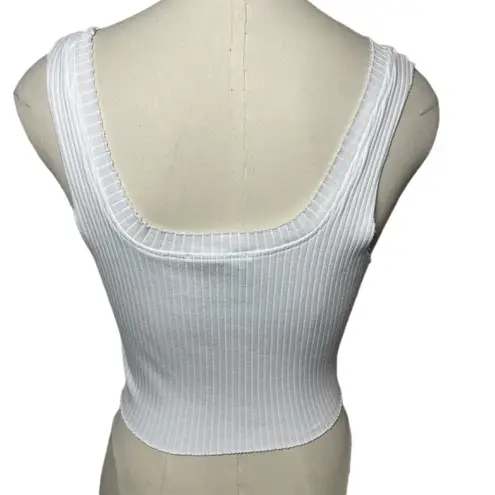 Cotton Citizen NWOT Citizen Ibiza Ribbed Tank Top White Square Neck Stretch Crop Size M