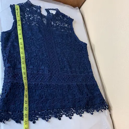 Laundry by Shelli Segal  Los Angeles Top Sleeveless Crochet Blue Size Medium