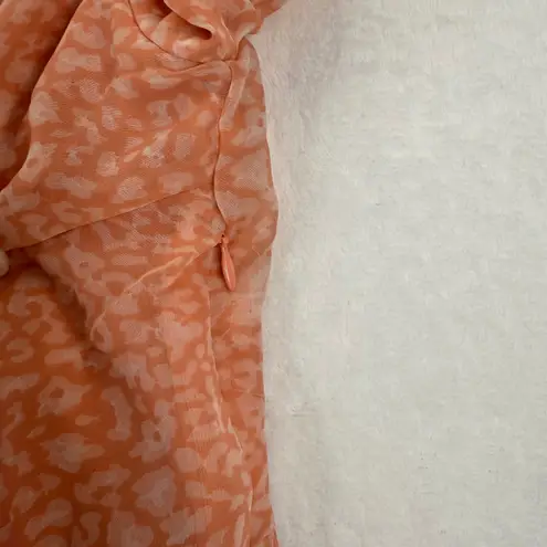 Walter Baker Orange Leopard Print Ruffle Off Shoulder Button Front Mini Dress 4