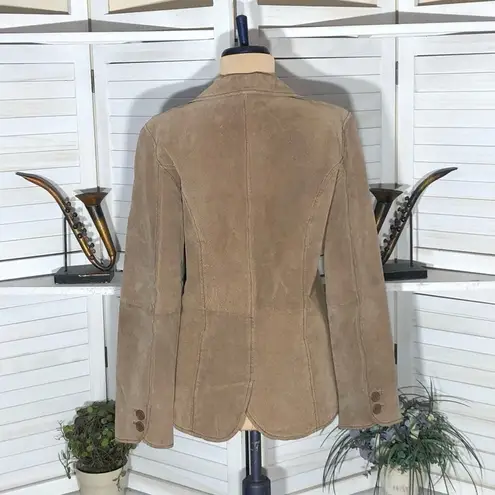 Vintage Y2K Suede Leather Blazer Coat Camel Brown M Tan Size M