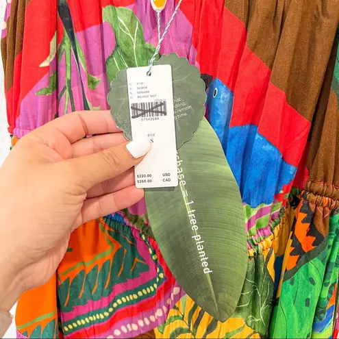 Farm Rio NWT Anthropologie Palila Red Botanical Fringed Midi Dress Size Small
