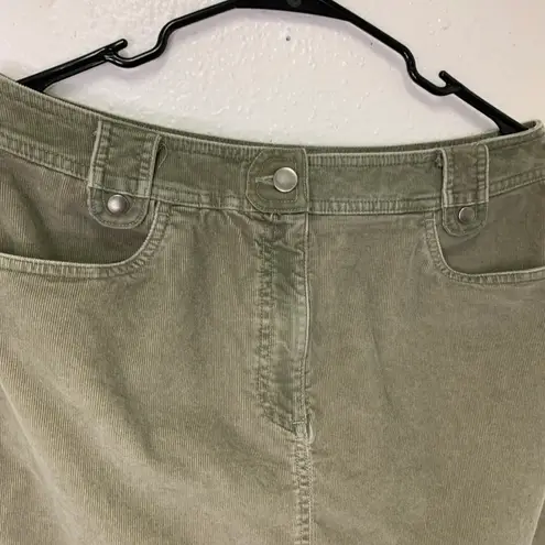 Talbots Corduroy Mini Pencil Skirt Womens Sz 12 Olive Green Pockets