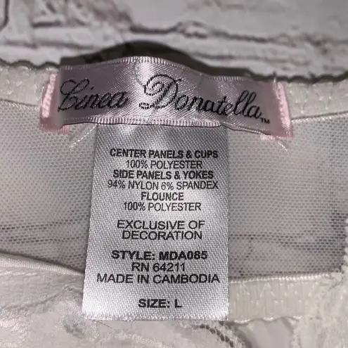 Linea Donatella White Mesh & Silky Slip Dress Lingerie