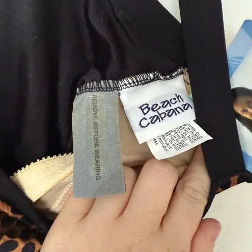 Vintage Beach Cabana Women’s Large Leopard Bust Enhancer Swimsuit One Piece New